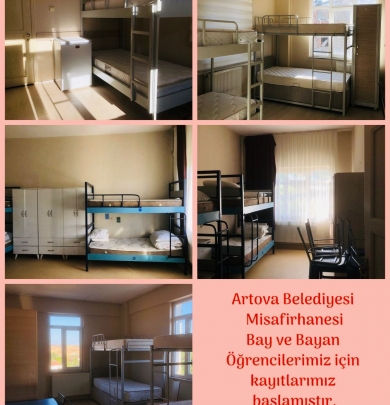 ARTOVA BELEDİYESİ MİSAFİRHANEMİZDE BAY VE BAYAN ÖĞRENCİLERİMİZ İÇİN KAYITLARIMIZ  BAŞLAMIŞTIR.